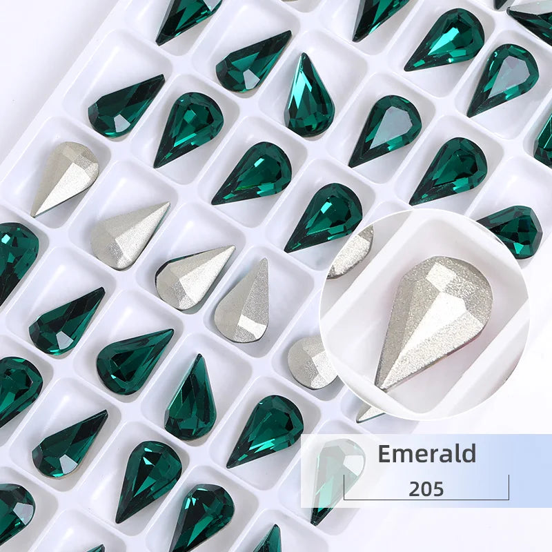 8x13mm Nail Art Rhinestones Glitter AB Color Crystal Stone Drop Shape Pointback Nail Gems Strass cristal pedras e cristais