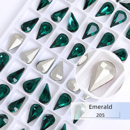 8x13mm Nail Art Rhinestones Glitter AB Color Crystal Stone Drop Shape Pointback Nail Gems Strass cristal pedras e cristais