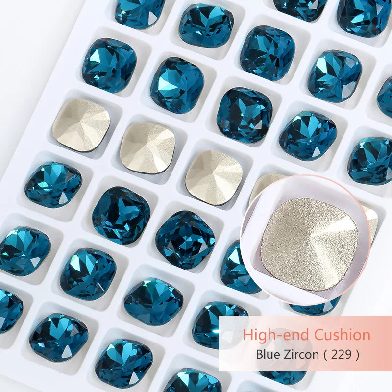 K9 Glass Crystals Crafts Pointback Loose Stones Square Crystals For Clothes Bags DIY Jewelry Decoration Garments Strass