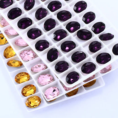 Oval Jewelry Accessories Colorful Violet Light Siam Piontback Loose Rhinestones K9 Glass Strass Crystal Glue on Clothes