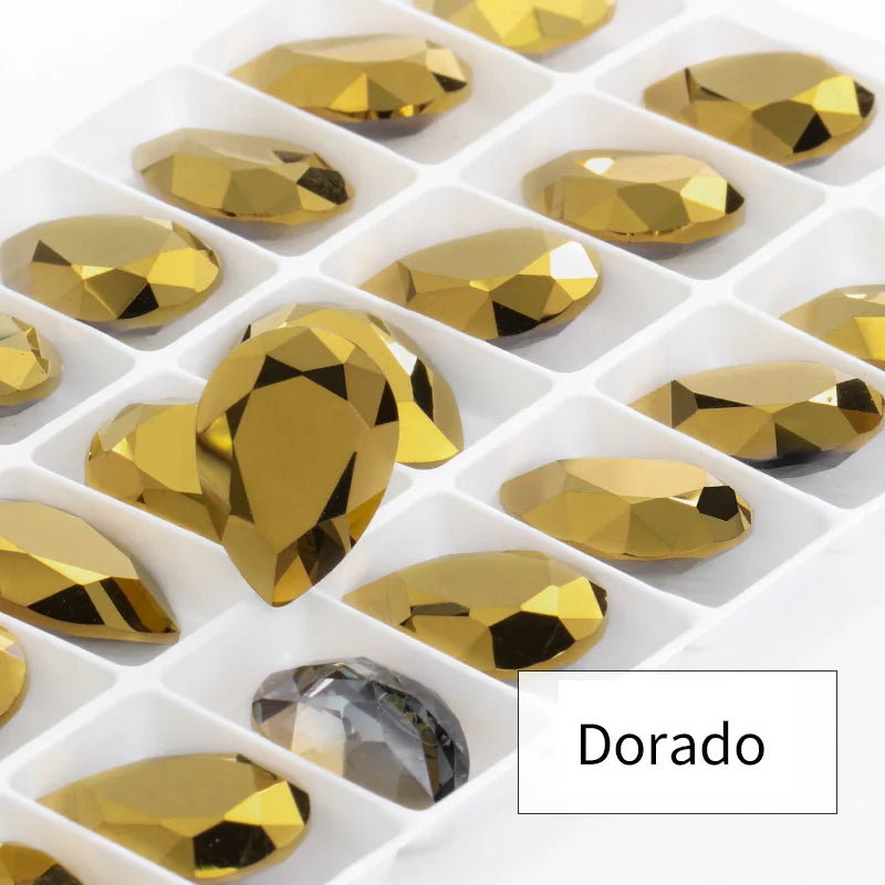 Twinkling Violet Tear Drop K9 Glass Rhinestones Glass Crystal Pointback Rhinestones Glue on Garment Crafts Jewelry Accessories