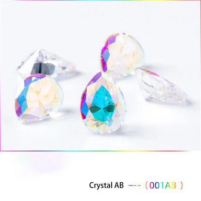 Pointback Drop Zircon Stones Colorful AB Color Jewelry Making Accessories Clear Bottom Pendant Rhinestones Crystal Strass