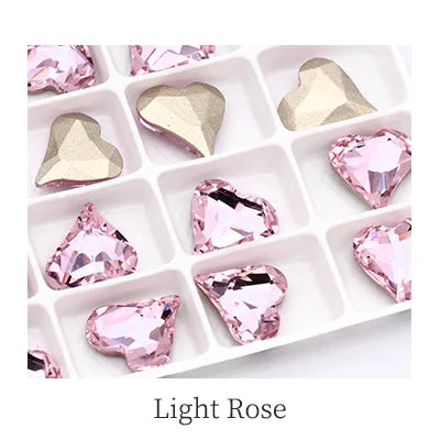 12x13mm Heart Shape Glass Pointback Rhinestones Crystal Glue-on Rhinestones Clothes Decoration Strass Stones DIY Accessories