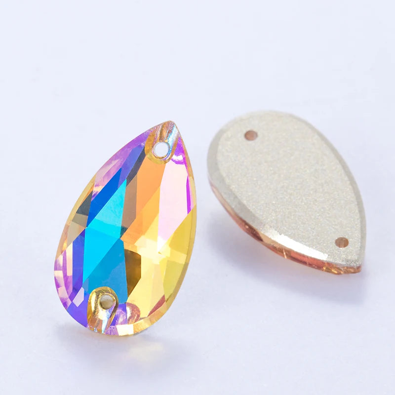 Colorful Tear Drop Sewing Rhinestones K9 Glass Rhinestones Jewelry Accessories Wedding Dress Crystals Stones