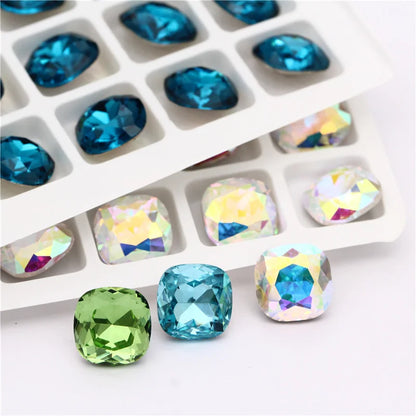 All Sizes Bright Shining Fat Square K9 Loose Rhinestones Piontback Strass Crystal Glue on Clothing Jewelry Accessories