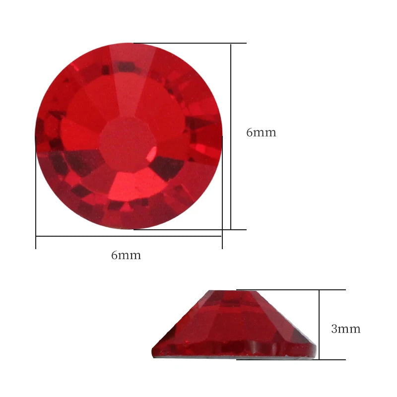 HotFix Rhinestones SS3 - SS30 High Quality Shiny Red Crystals Strass Stone Glue Back Iron On Rhinestones For Clothes Bags