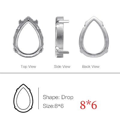 50pcs All Shapes All Sizes Copper Claws High Quality Metal Base Setting for Rhinestones Crystals Sew on Clothing Crafts