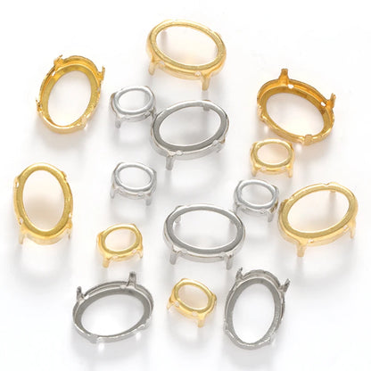 Oval Empty Rhinestone Claws Hollow Out Sew On Stones Silver Golden Color Rhinestone Base Sewing Crafts Accessories