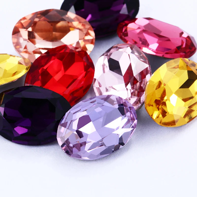 Oval Jewelry Accessories Colorful Violet Light Siam Piontback Loose Rhinestones K9 Glass Strass Crystal Glue on Clothes