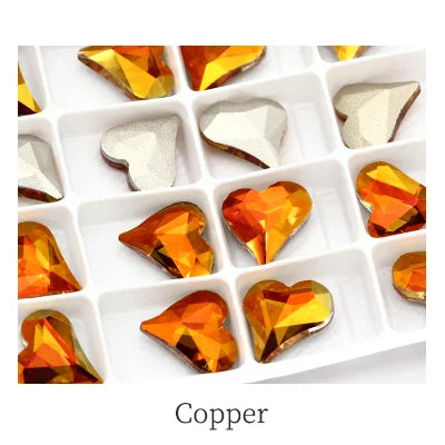 Iridescent Heart Shaped Jewelry Decoration Pointback Loose Rhinestones for Nails K9 Glass Strass Crystal Glue on Clothing Crafts