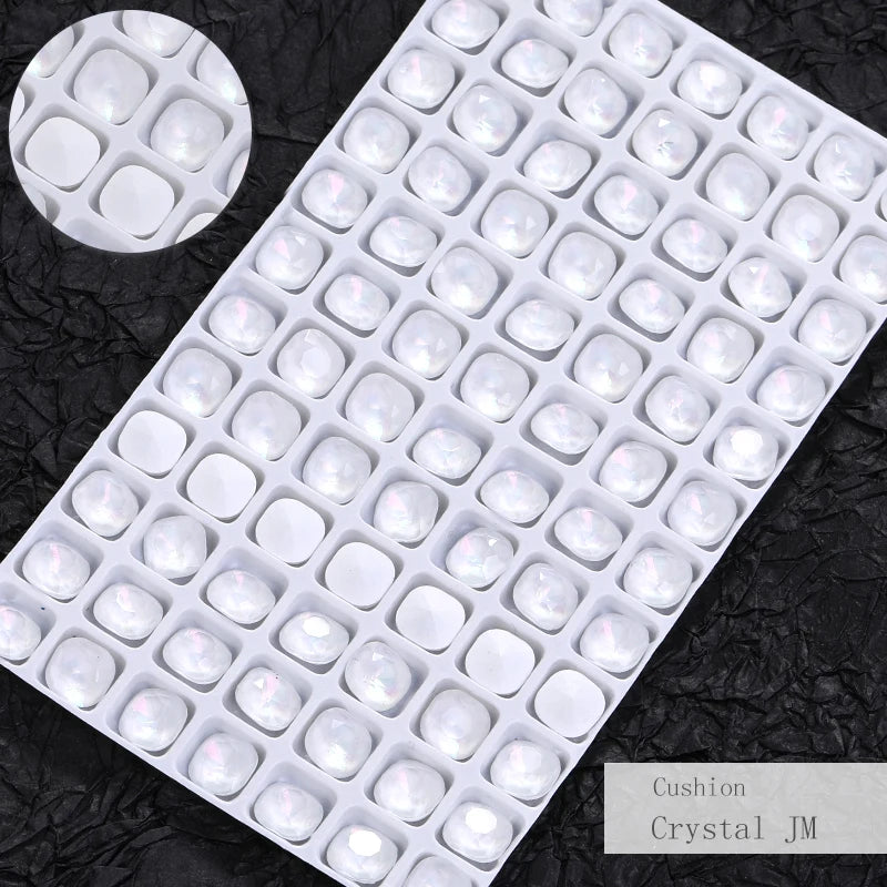 8mm Square Shape Nail Stones Korean Style Nail Art Glass Crystals New Design Mocha Color Rhinestones Pointback Rhinestones