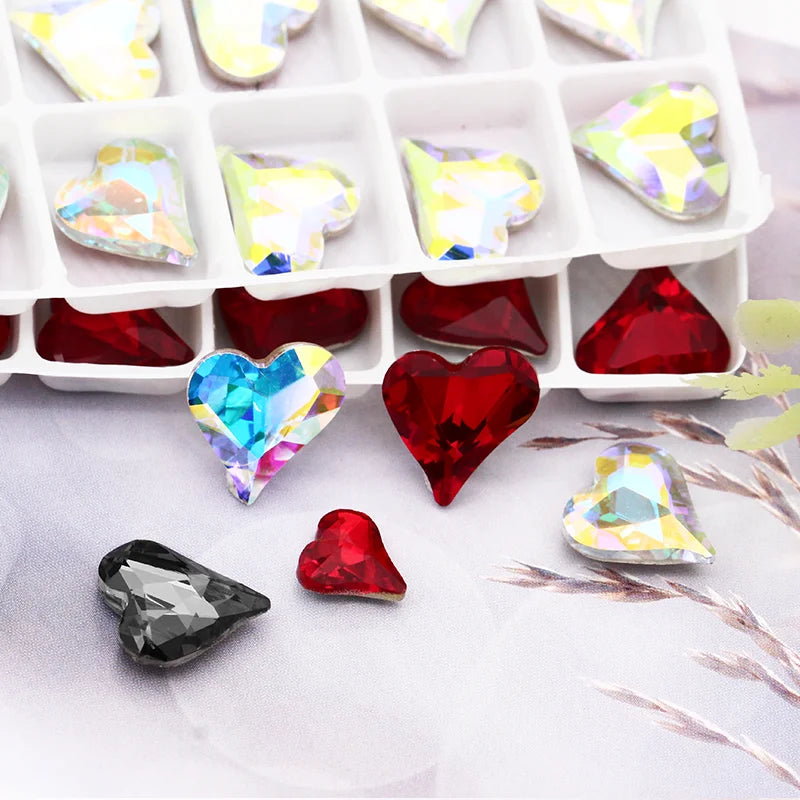 Light Siam Heart Shaped Pointback Crystal Loose Rhinestones for Nail Art K9 Glass Strass Crystal Glue on Clothing Crafts Jewelry