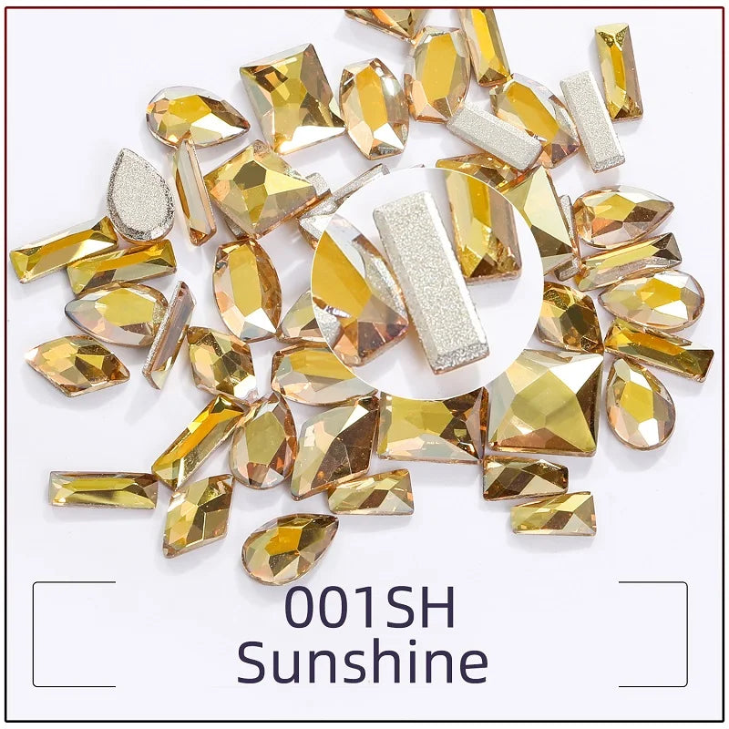 20Pcs/Lot Glitter Mixed Flatback Rhinestones Nail Art Accessories Crystals for Nails Self-adhesive Rhinestones Glass DIY Jewelry