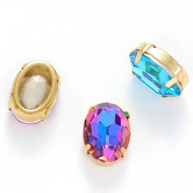 Oval Empty Rhinestone Claws Hollow Out Sew On Stones Silver Golden Color Rhinestone Base Sewing Crafts Accessories