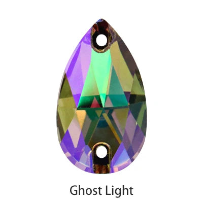 Glowing Multicolored K9 Glass Sew on Stones Tear Drop Strass Crystal Rhinestones Flat Back Buttons Sew on Clothing Crafts Bags