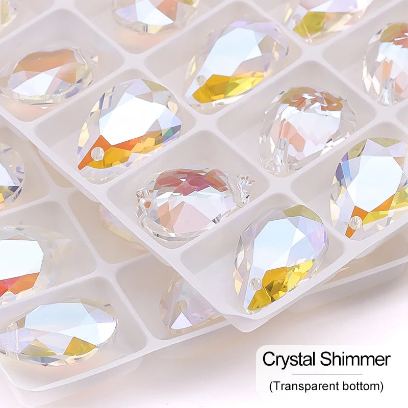 New Design Glitter Drop Rhinestones Pendants High Quality Glass Crystal Beads Jewelry Making DIY Accessories Pendant Beads