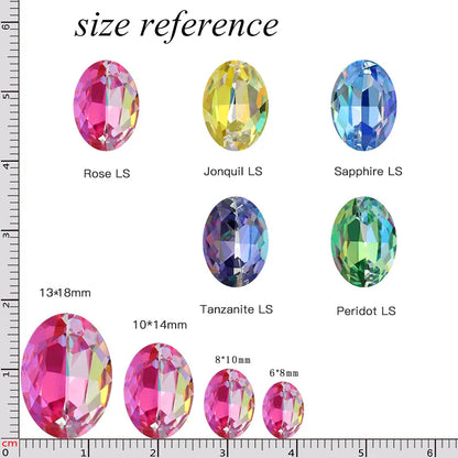 tony bead Laser Color Oval Shape K9 Glass Fancy Stones High Quality Loose Rhinestones Pointback Strass Glue On Nails