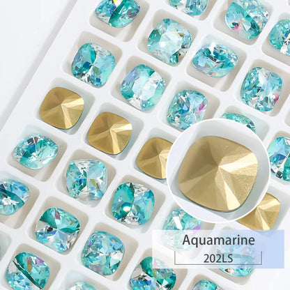 K9 Glass Crystals Crafts Pointback Loose Stones Square Crystals For Clothes Bags DIY Jewelry Decoration Garments Strass