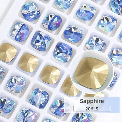 K9 Glass Crystals Crafts Pointback Loose Stones Square Crystals For Clothes Bags DIY Jewelry Decoration Garments Strass
