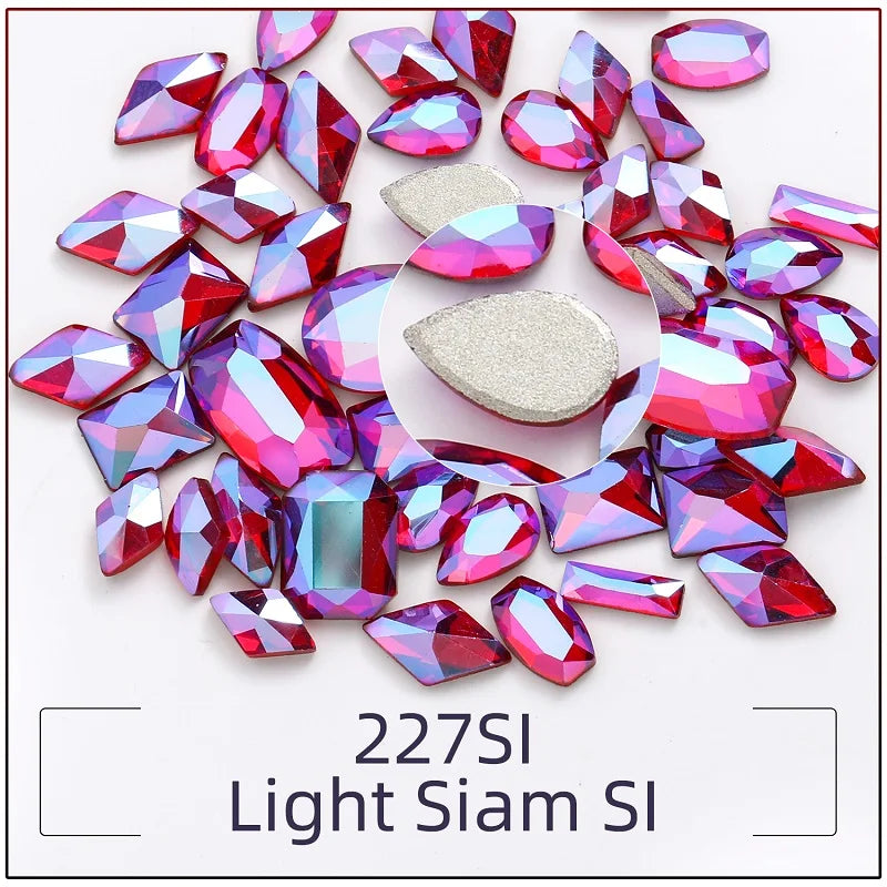 20Pcs/Lot Glitter Mixed Flatback Rhinestones Nail Art Accessories Crystals for Nails Self-adhesive Rhinestones Glass DIY Jewelry