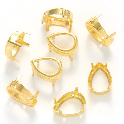 Tear Drop Empty Rhinestone Claws Hollow Out Strass Stones Container Silver Golden Color Rhinestone Base Sewing Crafts