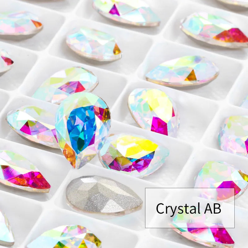 Twinkling Violet Tear Drop K9 Glass Rhinestones Glass Crystal Pointback Rhinestones Glue on Garment Crafts Jewelry Accessories