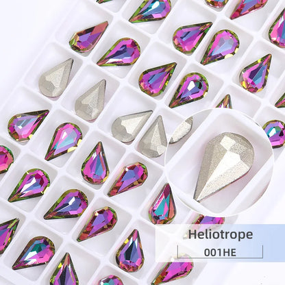 8x13mm Nail Art Rhinestones Glitter AB Color Crystal Stone Drop Shape Pointback Nail Gems Strass cristal pedras e cristais