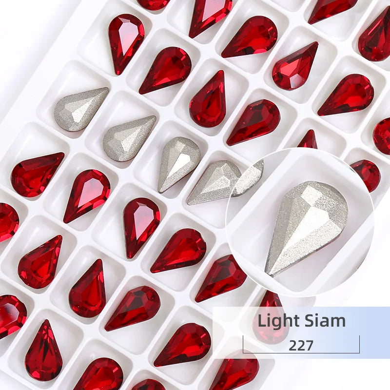 8x13mm Nail Art Rhinestones Glitter AB Color Crystal Stone Drop Shape Pointback Nail Gems Strass cristal pedras e cristais