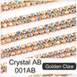 2 Yard Golden Base Glass Crystal Rhinestone Cup Chain 2 Row Rhinestone Chains Sew-On Rhinestones for Clothes DIY Accessories