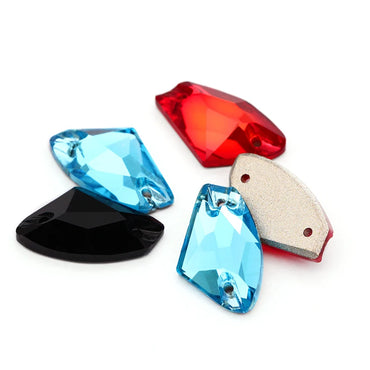 Shining Hatchet Shape K9 Glass Sew on Rhinestones Flatback Crystal Buttons Decorations  High Quality Bright DIY Crafts