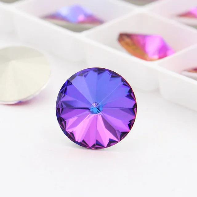 6-14mm Glitter Pointback Rhinestones AB Color Glass Strass Crystals For Needlework DIY Opal Color Rivoli Rhinestones