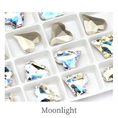 12x13mm Heart Shape Glass Pointback Rhinestones Crystal Glue-on Rhinestones Clothes Decoration Strass Stones DIY Accessories