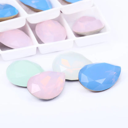 Fancy Light Color Opal Series Tear Drop K9 Glass Loose Rhinestones Piontback Strass Crystal Glue on Clothes Jewelry Accessories