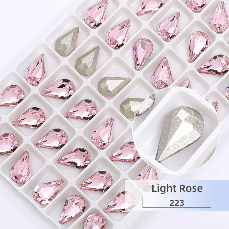 8x13mm Nail Art Rhinestones Glitter AB Color Crystal Stone Drop Shape Pointback Nail Gems Strass cristal pedras e cristais