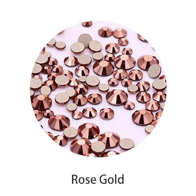 1440 Pcs Rose Gold Round Shape Glue On Nails Rhinestones Non Hotfix Strass DIY Crystals Bags Decorations  Stone