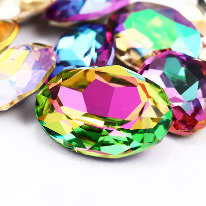 tony bead Oval Piontback Loose Rhinestones K9 Glass Colorful Shimmer Fadeproof Strass Crystal Glue on Clothes Jewelry Accessories