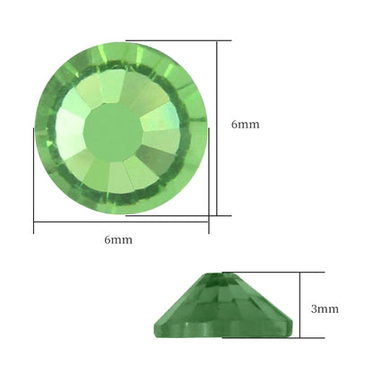 Green Color SS3 - SS30 Hotfix Rhinestones Glue On Clothes Glass Strass Round Shape Small Size Hot Fix Rhinestones