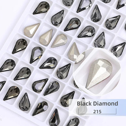 8x13mm Nail Art Rhinestones Glitter AB Color Crystal Stone Drop Shape Pointback Nail Gems Strass cristal pedras e cristais