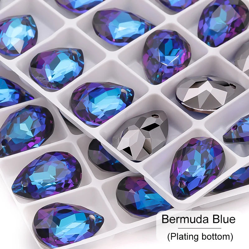 New Design Glitter Drop Rhinestones Pendants High Quality Glass Crystal Beads Jewelry Making DIY Accessories Pendant Beads