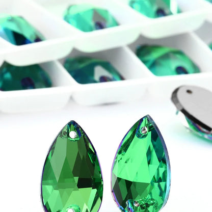 Sphinx Green K9 Glass Strass Crystal Sew on Rhinestones for Clothing Crafts Tear Drop Stones Flat Back Buttons Sew on Bags Dress