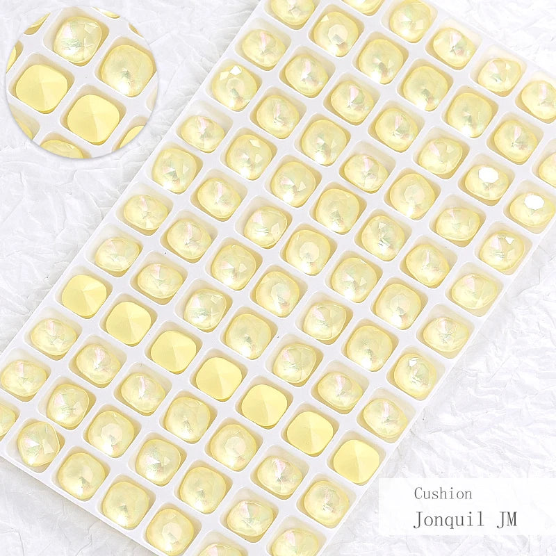 8mm Square Shape Nail Stones Korean Style Nail Art Glass Crystals New Design Mocha Color Rhinestones Pointback Rhinestones