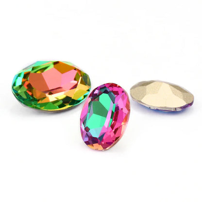 tony bead Oval Piontback Loose Rhinestones K9 Glass Colorful Shimmer Fadeproof Strass Crystal Glue on Clothes Jewelry Accessories