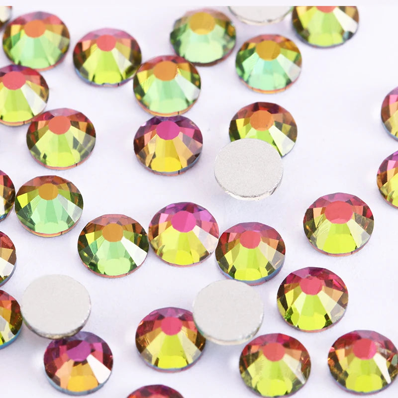 Non Hotfix Rhinestones Glue On Nails Crystal Stones SS3 - SS30 Colorful Fancy Stones Flatback Glass Strass Rhinestones