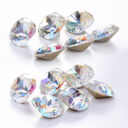 tony bead Square Shape Rhinestones Glue On Nails K9 Glass Multicoloured Shimmer Piontback Strass Crystal Decoration Accessories