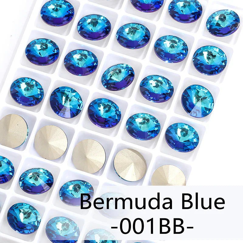 6-14mm Glitter Pointback Rhinestones AB Color Glass Strass Crystals For Needlework DIY Opal Color Rivoli Rhinestones