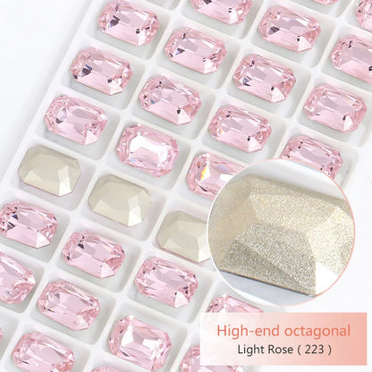 Pointback Strass Glitter Crystal K9 Glass Rhinestone DIY Craft Beads Glue on Clothes Octagon Rhinestone Applique