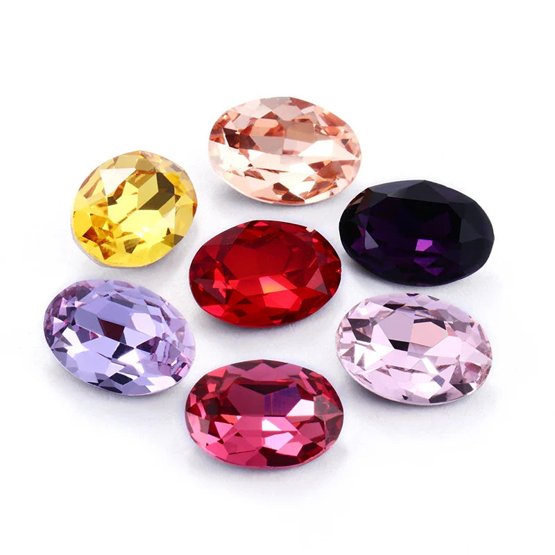 tony bead Oval Jewelry Accessories Colorful Violet Light Siam Piontback Loose Rhinestones K9 Glass Strass Crystal Glue on Clothes