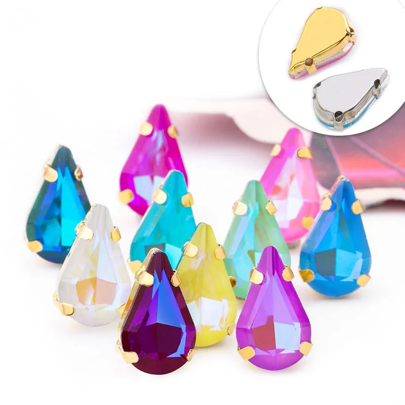 8x13mm Drop Shape Rhinestone Sewing on Stones Clothes Decorations Glass Strass Crystal DIY Crafts Gemstone Bag Accessories