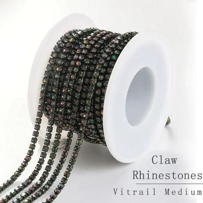 1/10Yard Flatback Rhinestone Chain Glitter Crystal Sew On Glue On Rhinestones for Clothes DIY Garment Accessories Trim Cup Chain