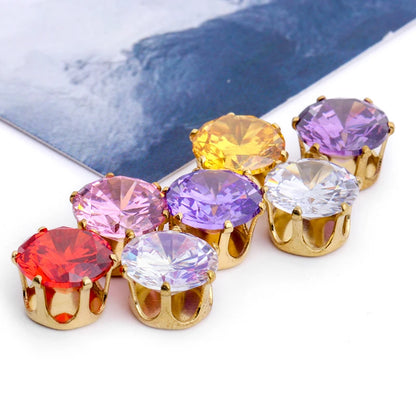 4-10mm Round Rivoli Zirconia Claws High Quality Thicken Copper Claw For Zircon Rhinestones Goldne Color Sew On Stones Base